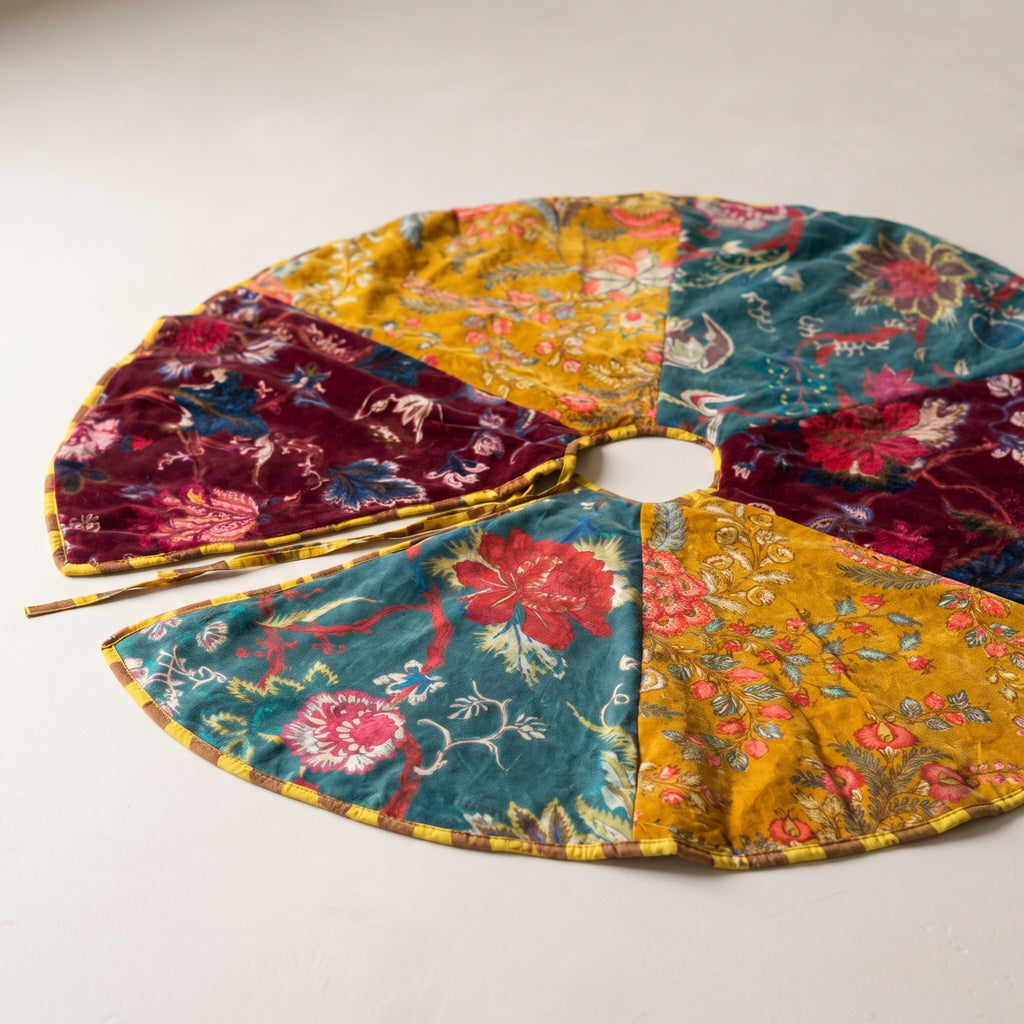 Noel Reverie Reversible Velvet Patchwork Christmas Tree Skirt