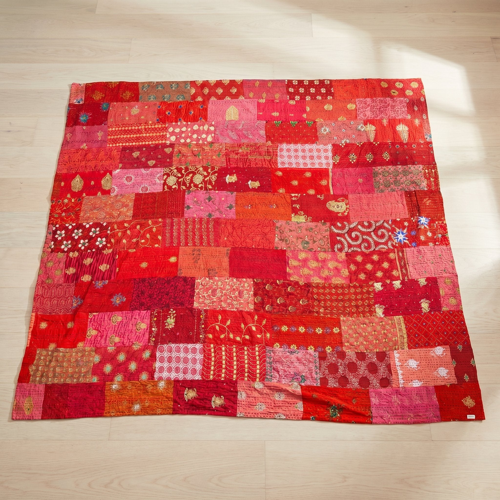 Serene Fern Luxury Patola Kantha Bedspread
