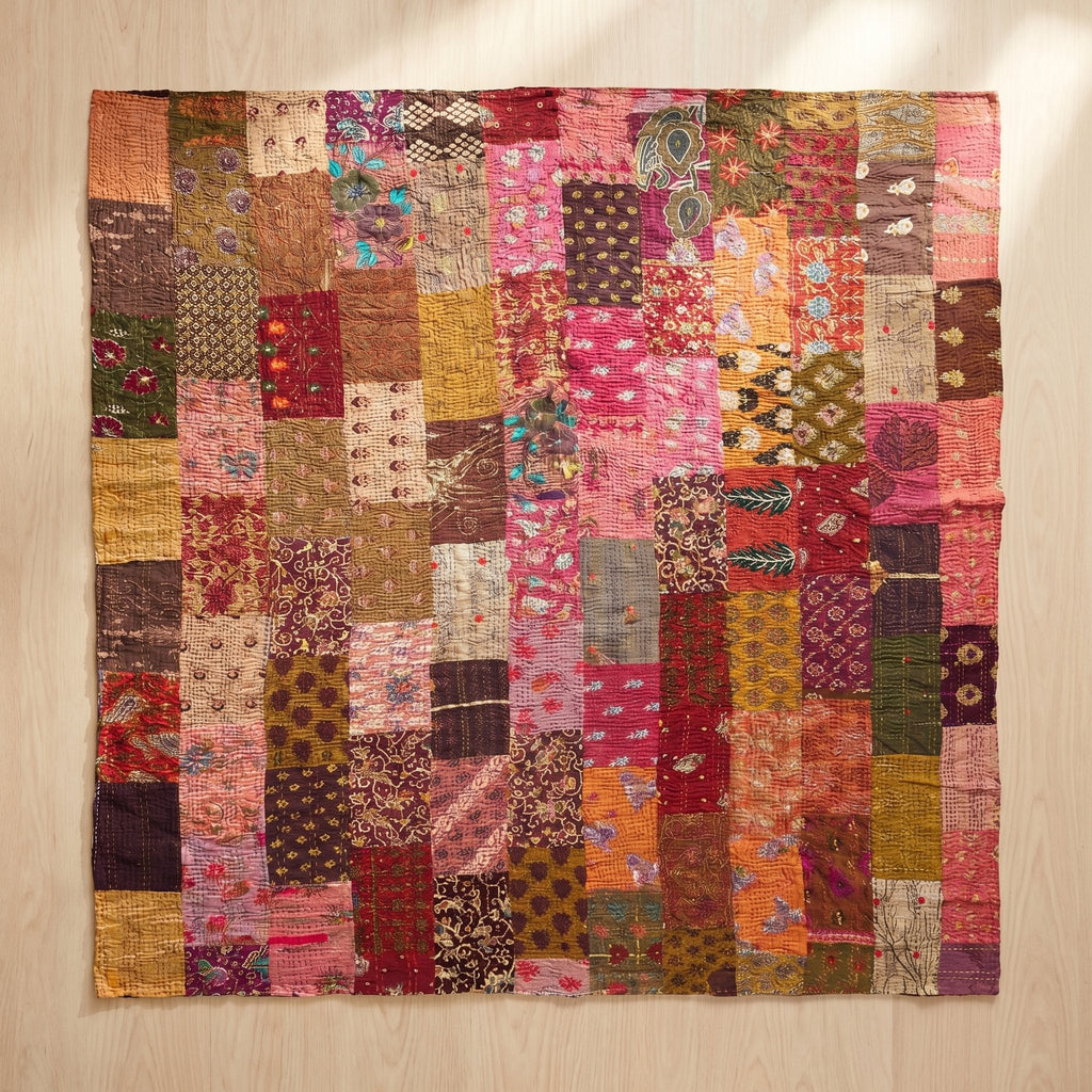 Aura Indigo Luxury Patola Kantha Bedspread