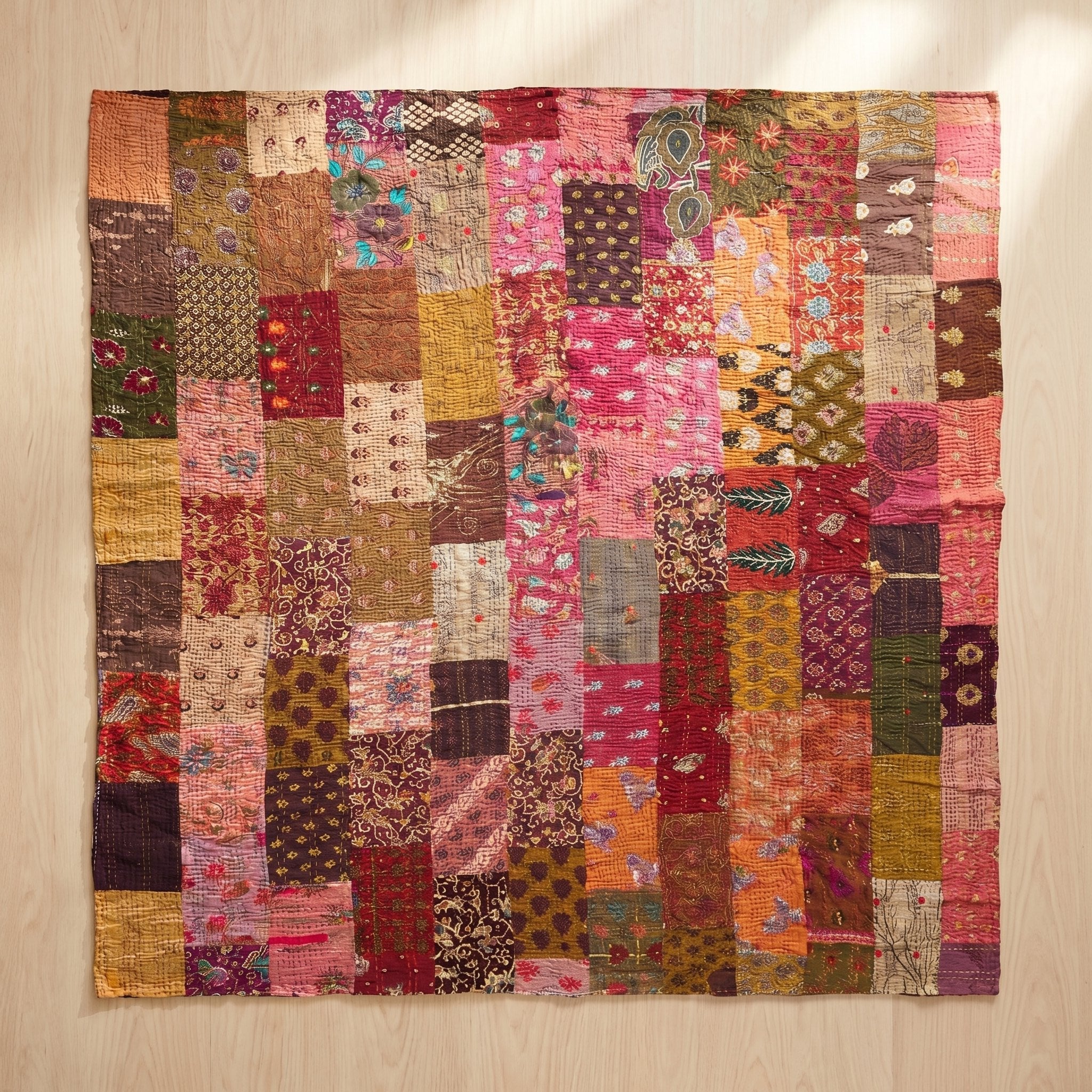 Aura Indigo Luxury Patola Kantha Bedspread