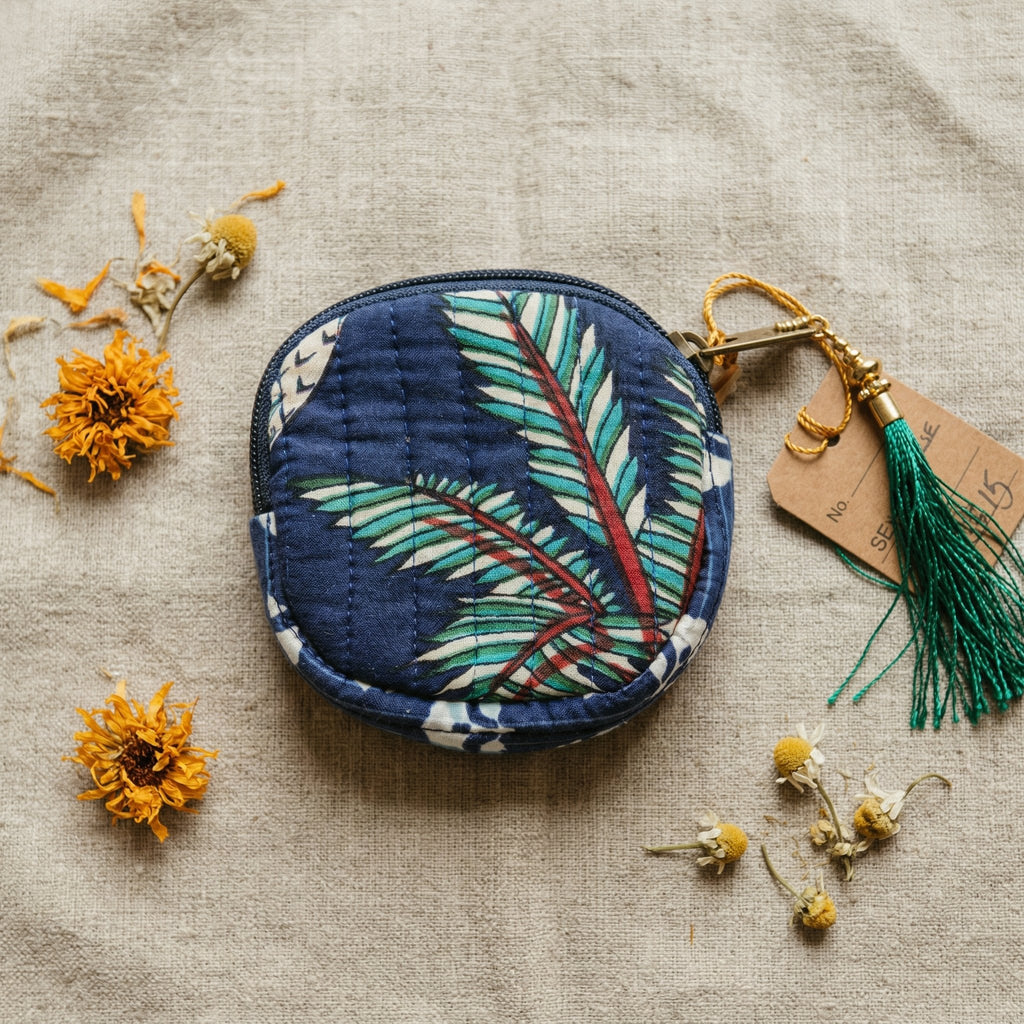 Meadow Mist Cotton Block Printed Coin Purse