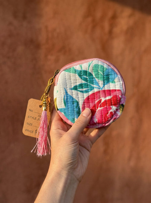 Bloom Indigo Cotton Block Printed Coin Purse