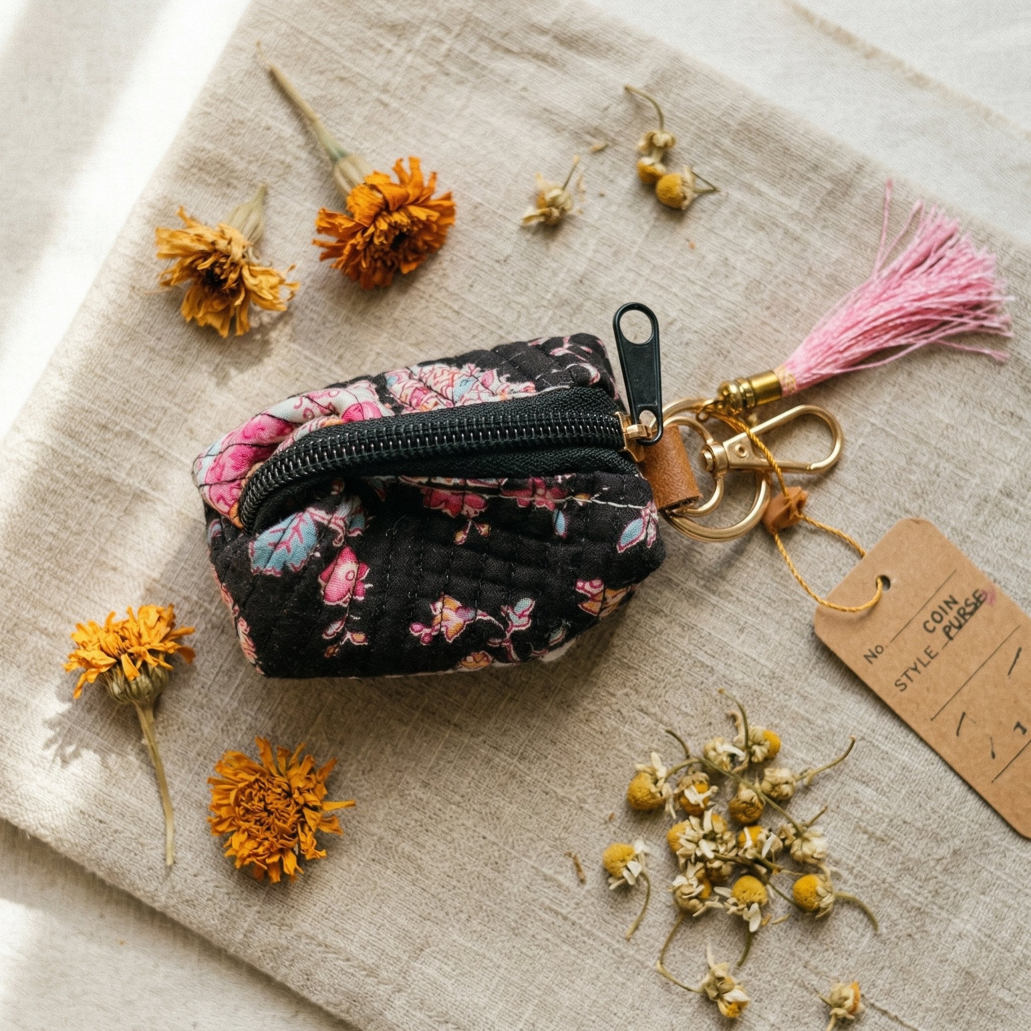 Glow Rust Cotton Block Printed Coin Purse