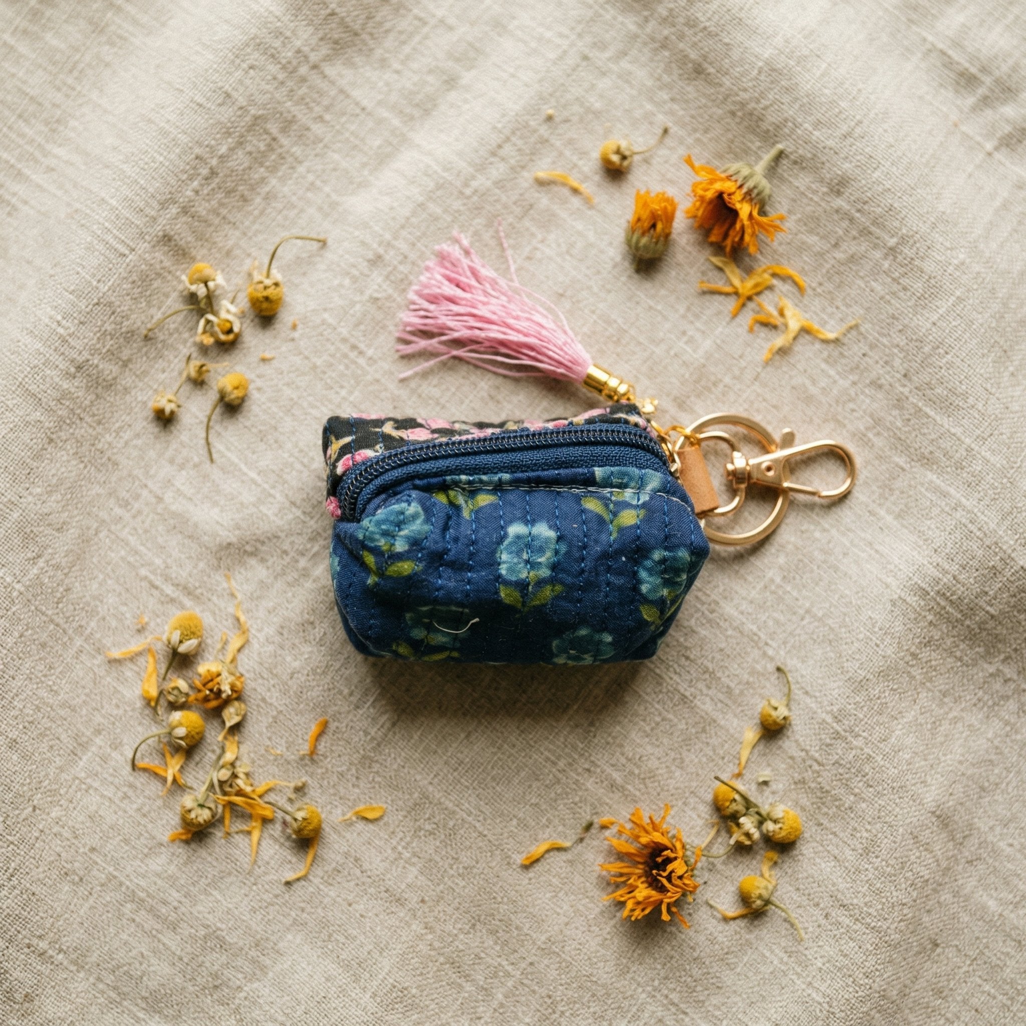Azure Indigo Cotton Block Printed Coin Purse