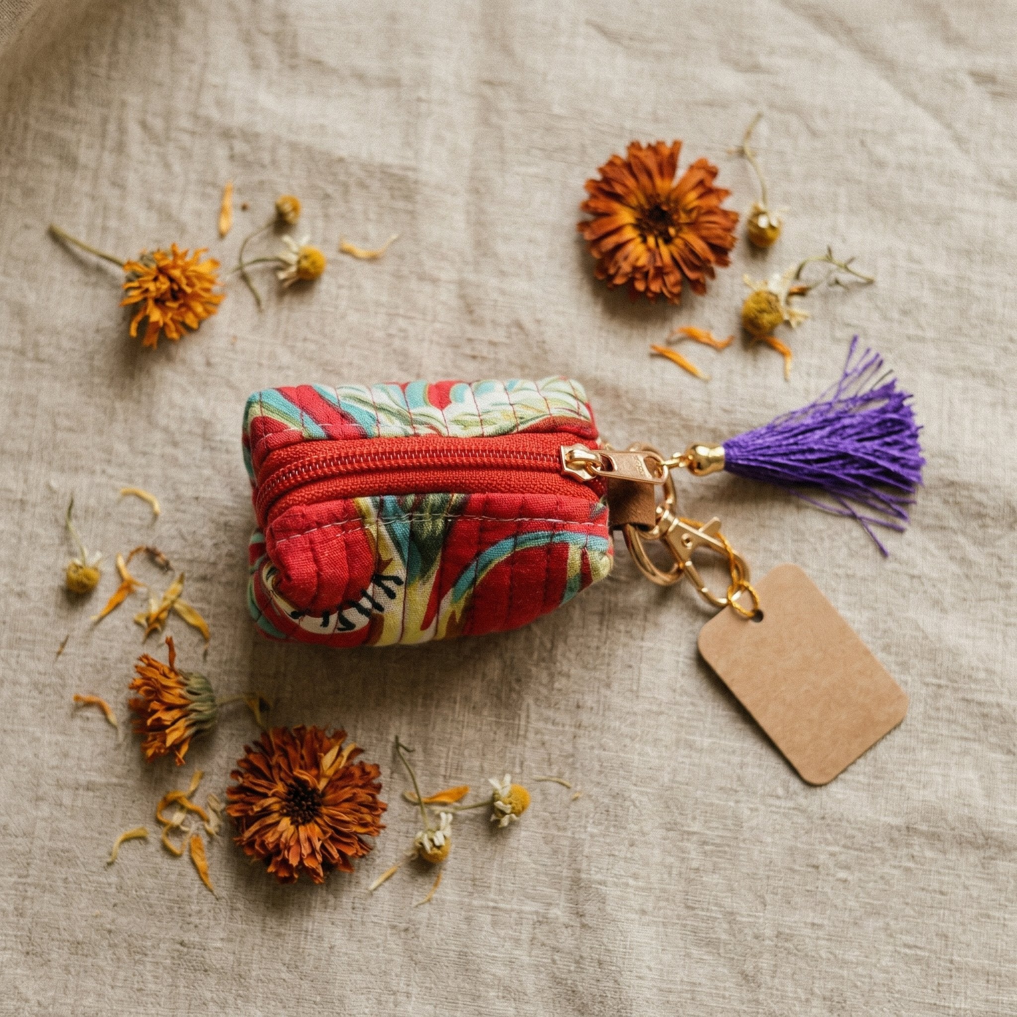 Fern Terracotta Cotton Block Printed Coin Purse