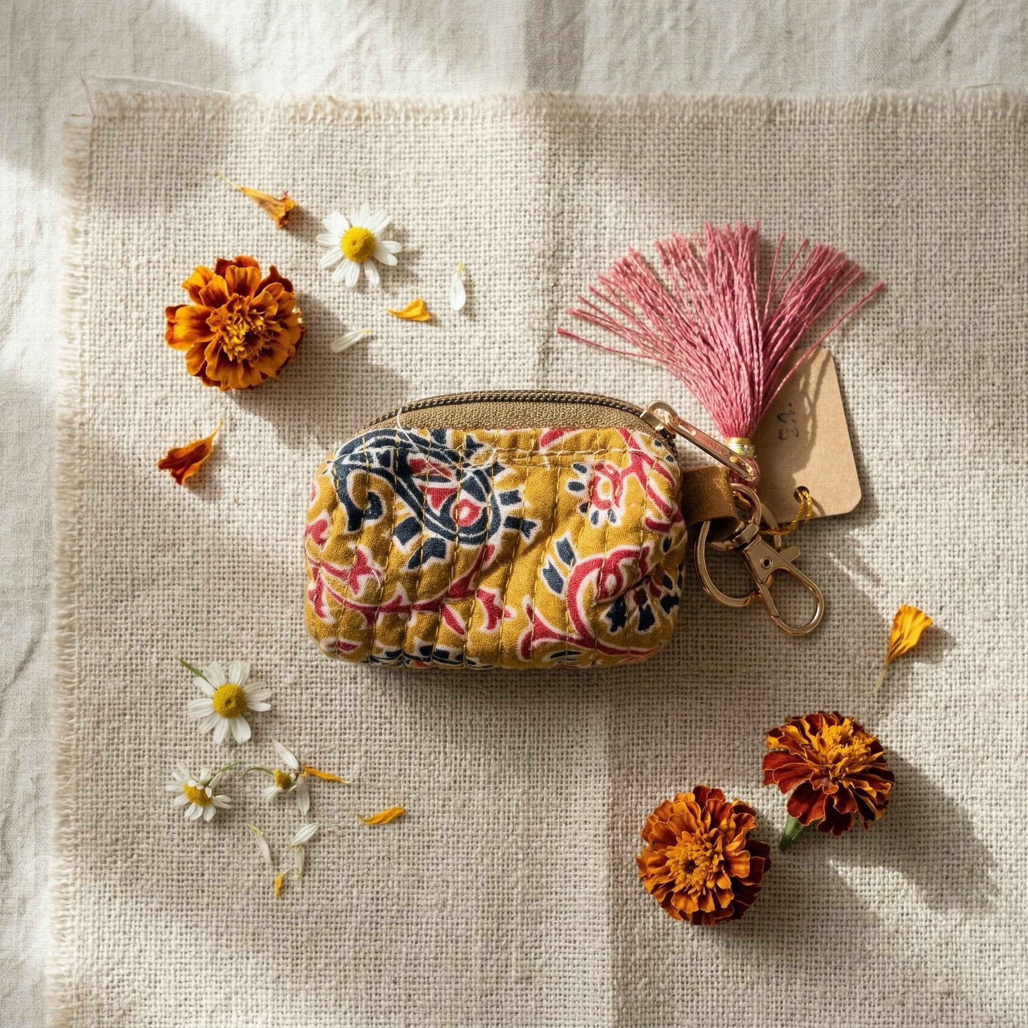 Whisper Fern Cotton Block Printed Coin Purse