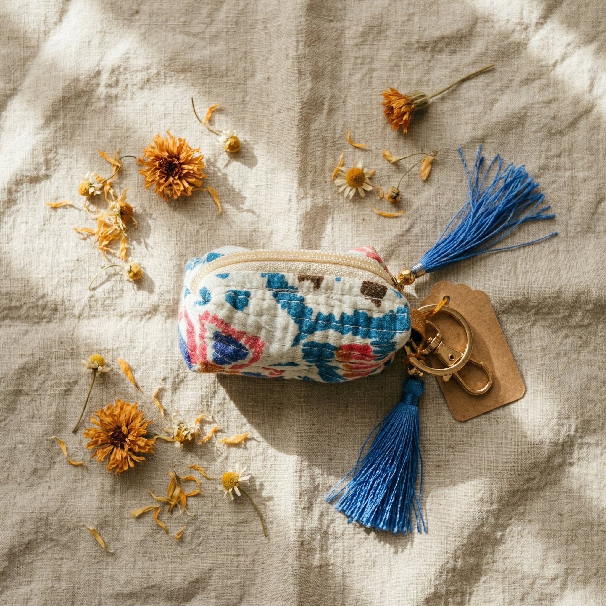 Dew Gem Cotton Block Printed Coin Purse
