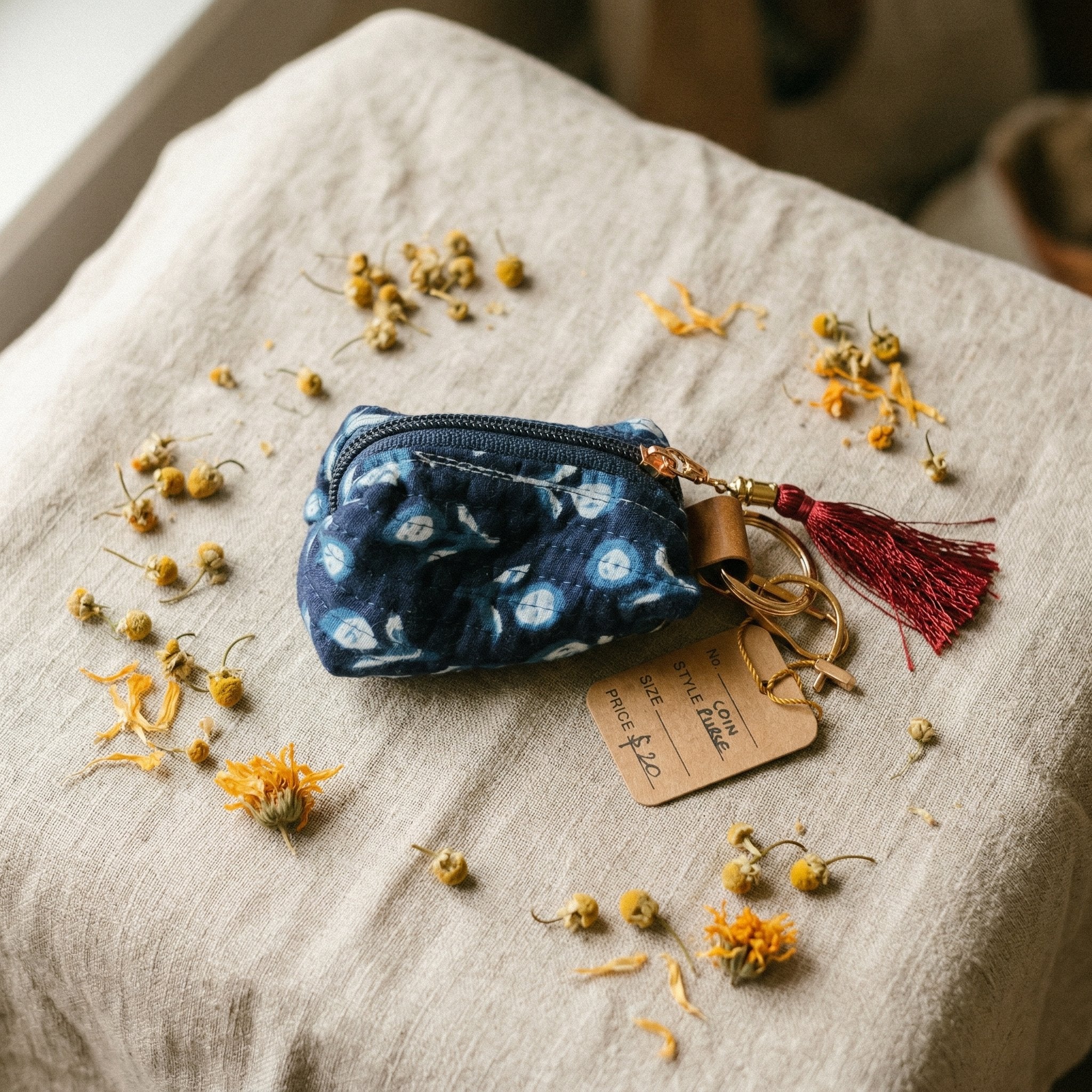 Stone Terracotta Cotton Block Printed Coin Purse
