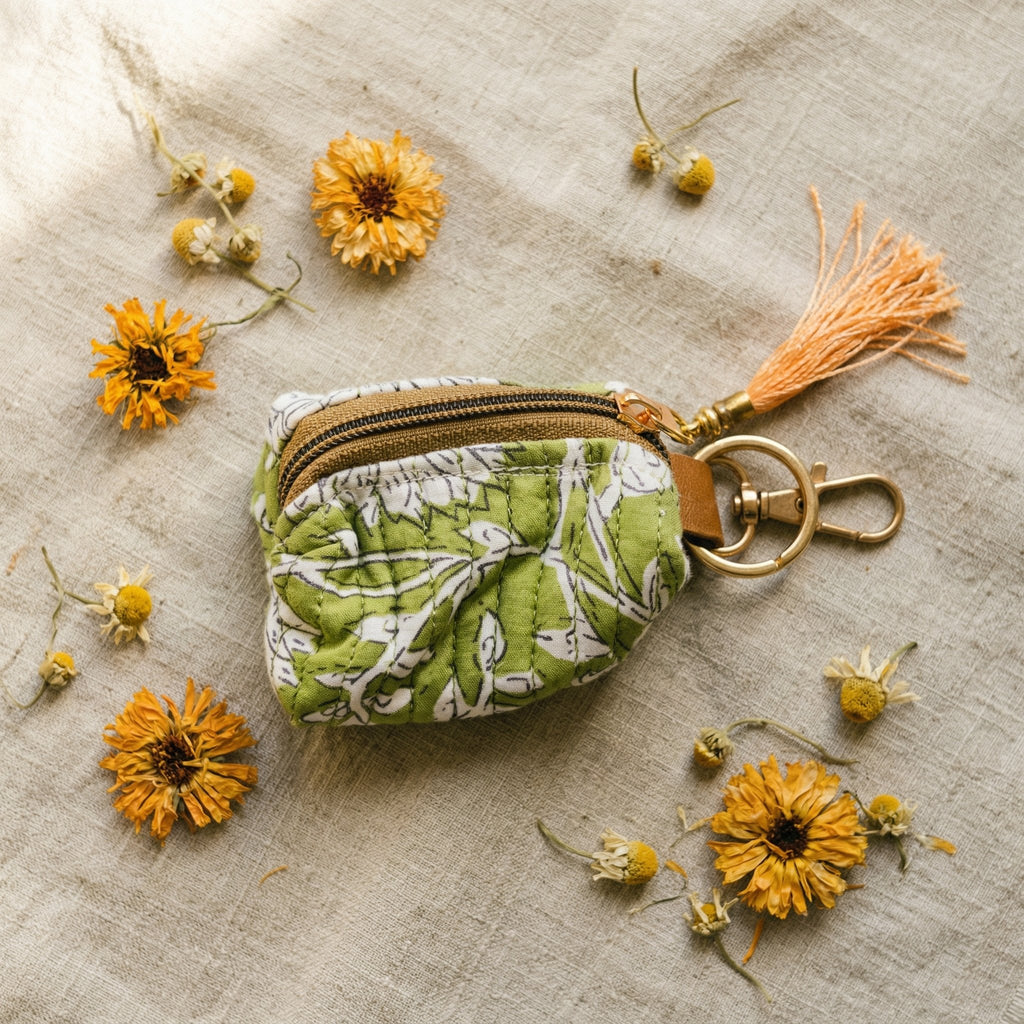 Tide Cobalt Cotton Block Printed Coin Purse