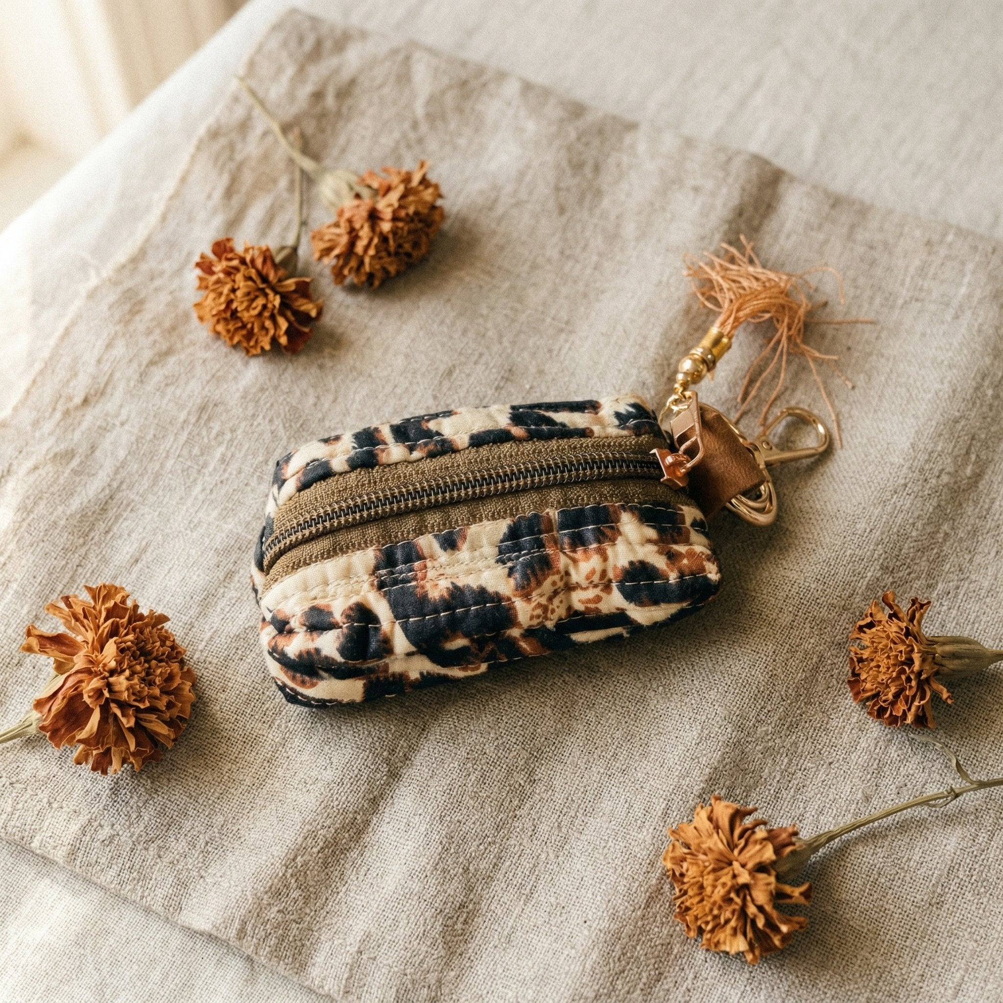 Glow Saffron Cotton Block Printed Coin Purse