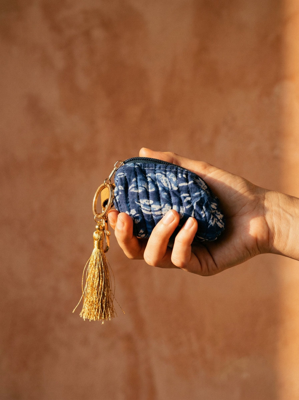 Fern Amber Cotton Block Printed Coin Purse