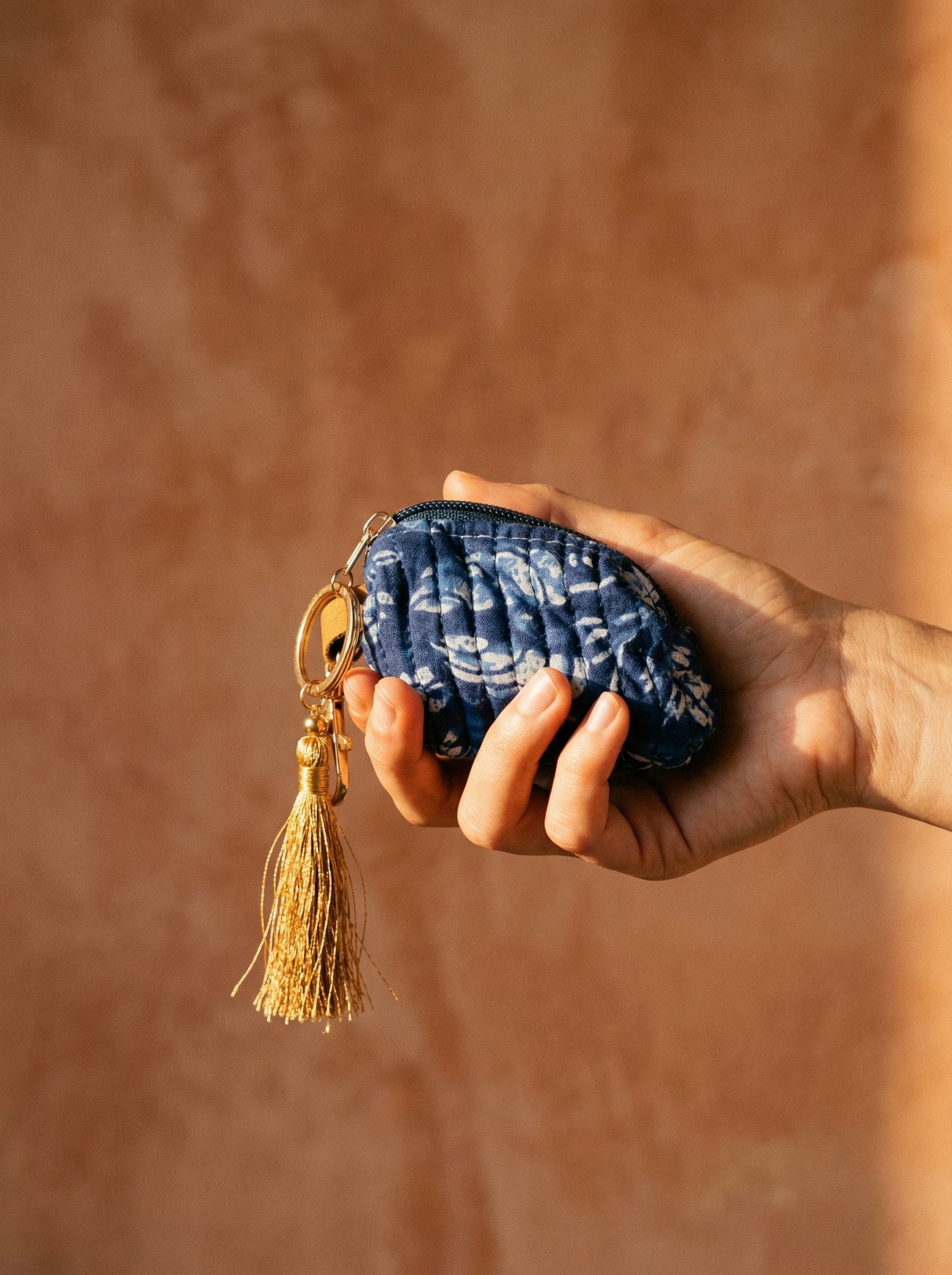 Fern Amber Cotton Block Printed Coin Purse