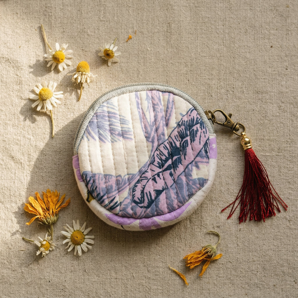 Whispering Stone Cotton Block Printed Coin Purse