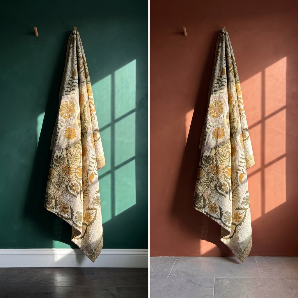 Heirloom Maple Luxury Vintage Suzani Kantha Throw