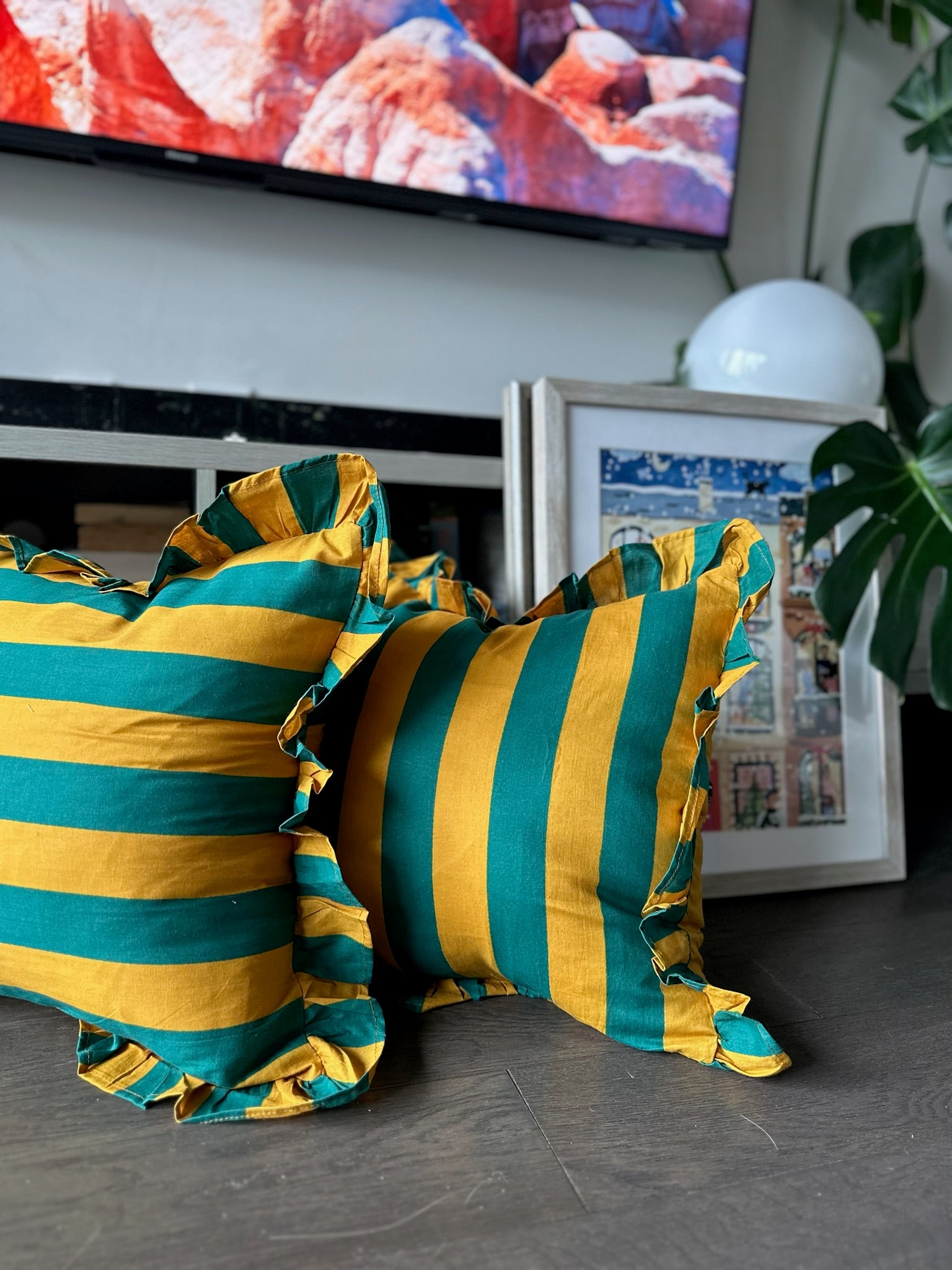 Meadow Mustard Bands Cushion Cover