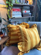 Mustard Meadow Lines Cushion Cover
