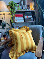 Mustard Meadow Lines Cushion Cover