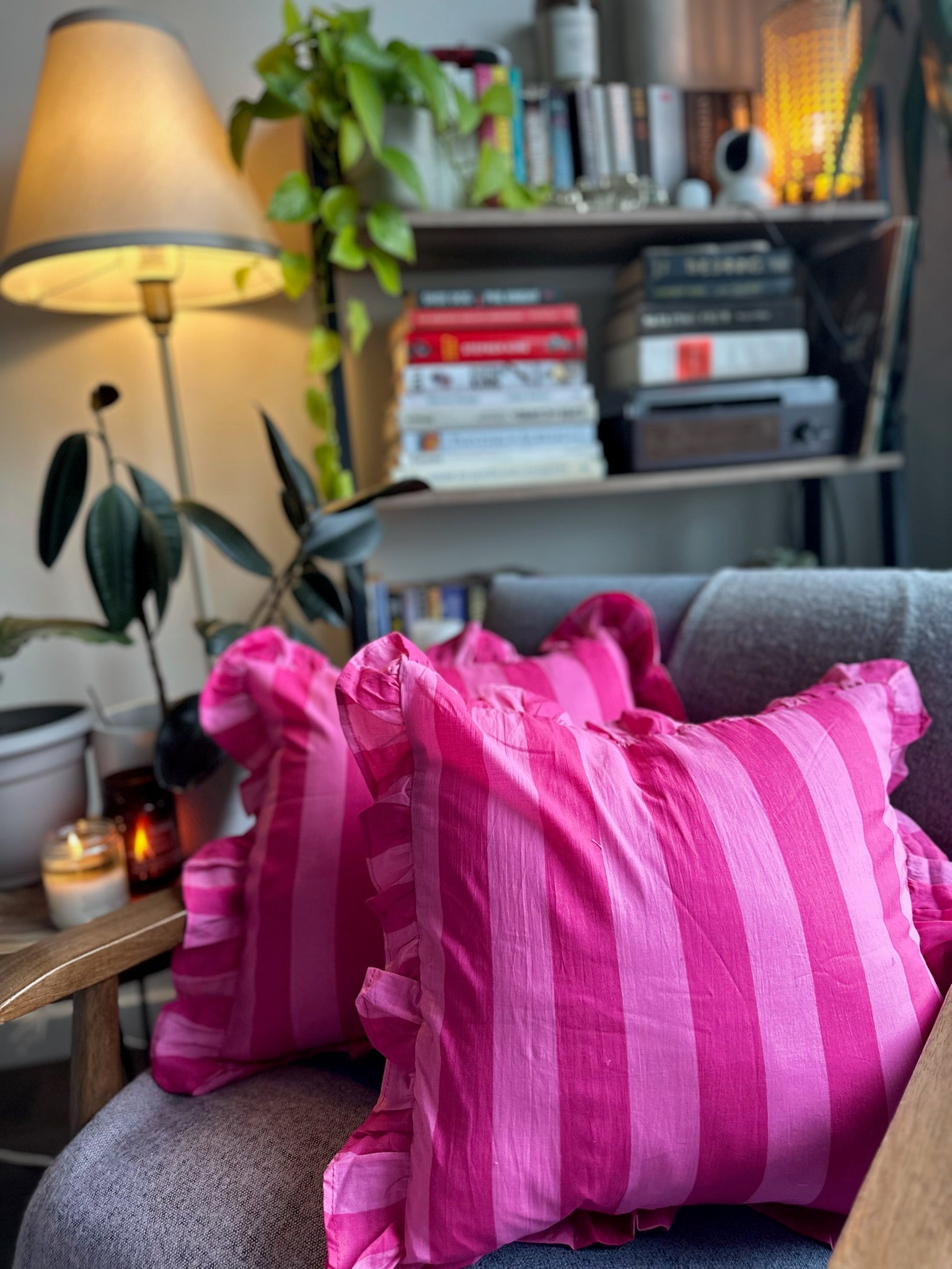 Rosewood Stripes Cushion Cover