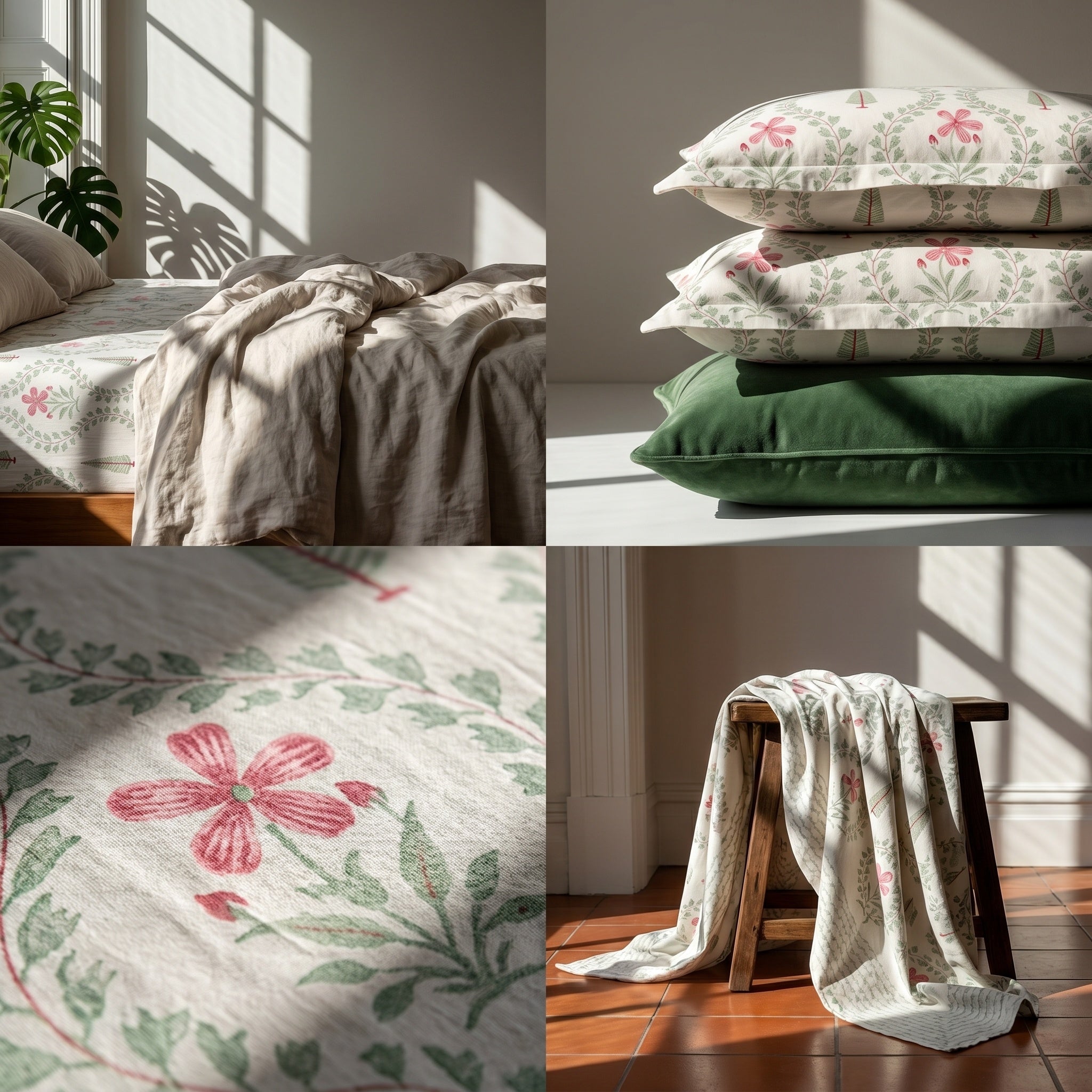 Radiant Bloom Hand Block Printed KING Bedsheet