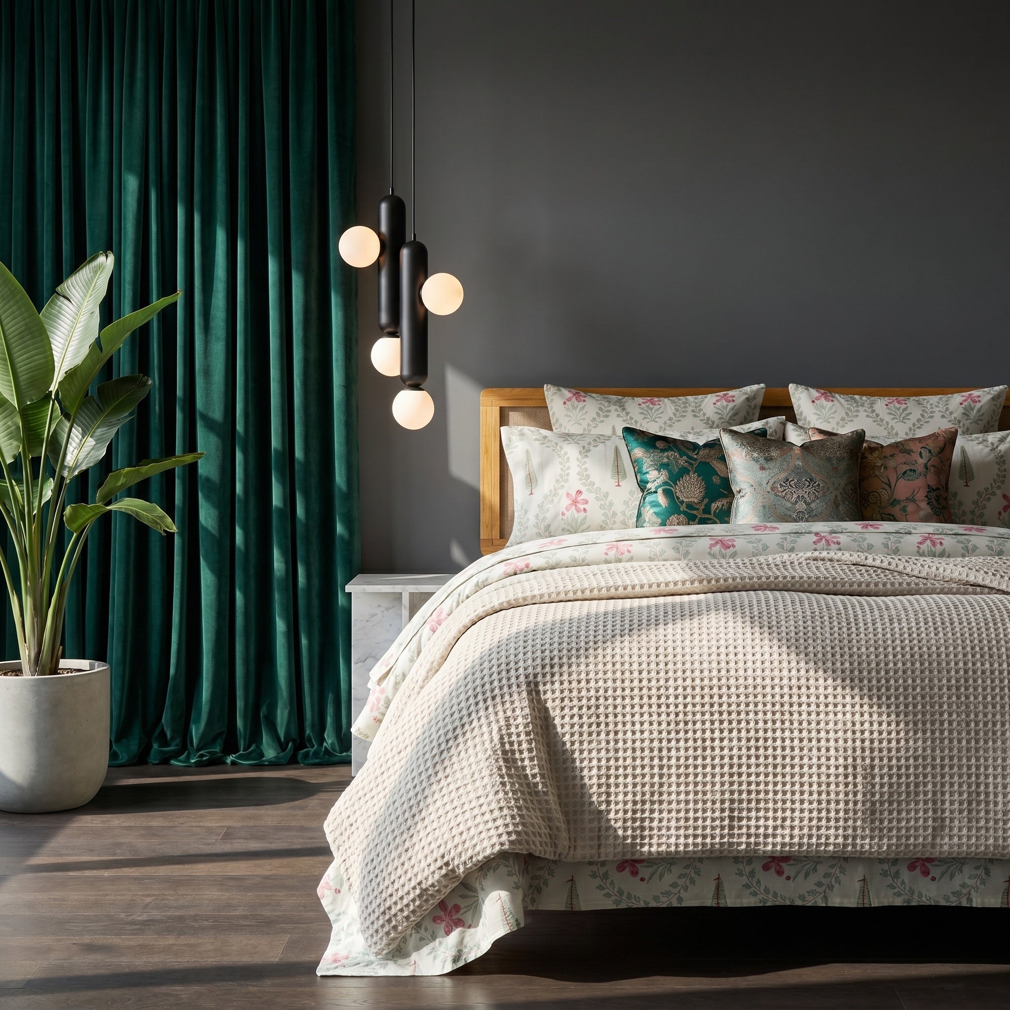 Radiant Bloom Hand Block Printed KING Bedsheet