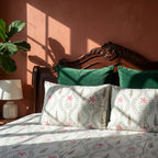 Radiant Bloom Hand Block Printed KING Bedsheet