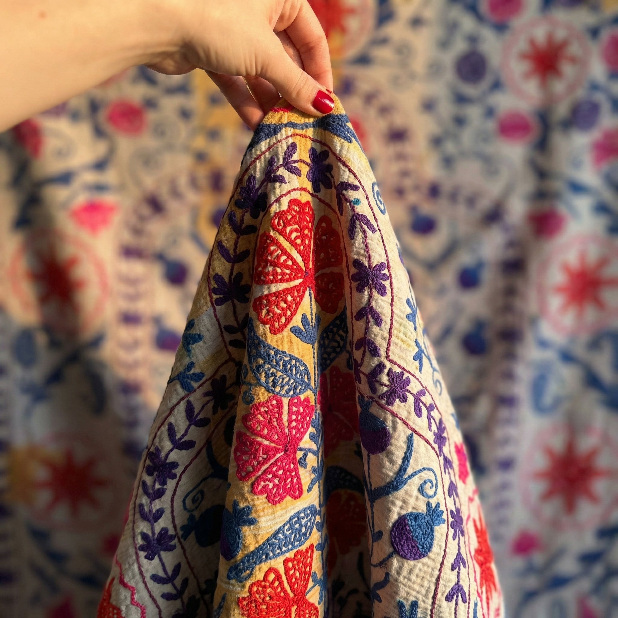 Mystic River Luxury Vintage Suzani Kantha Throw