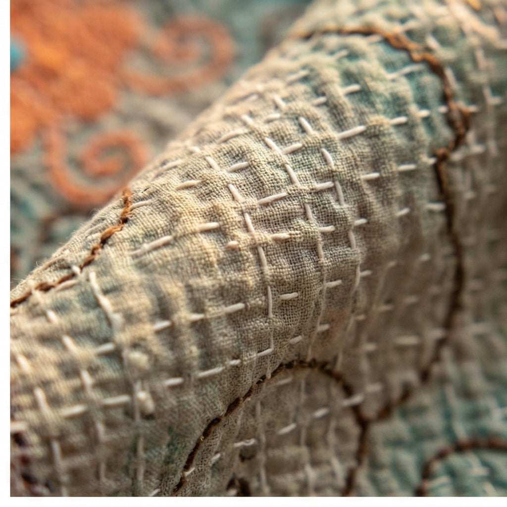 Eternal Bloom Luxury Vintage Suzani Kantha Throw