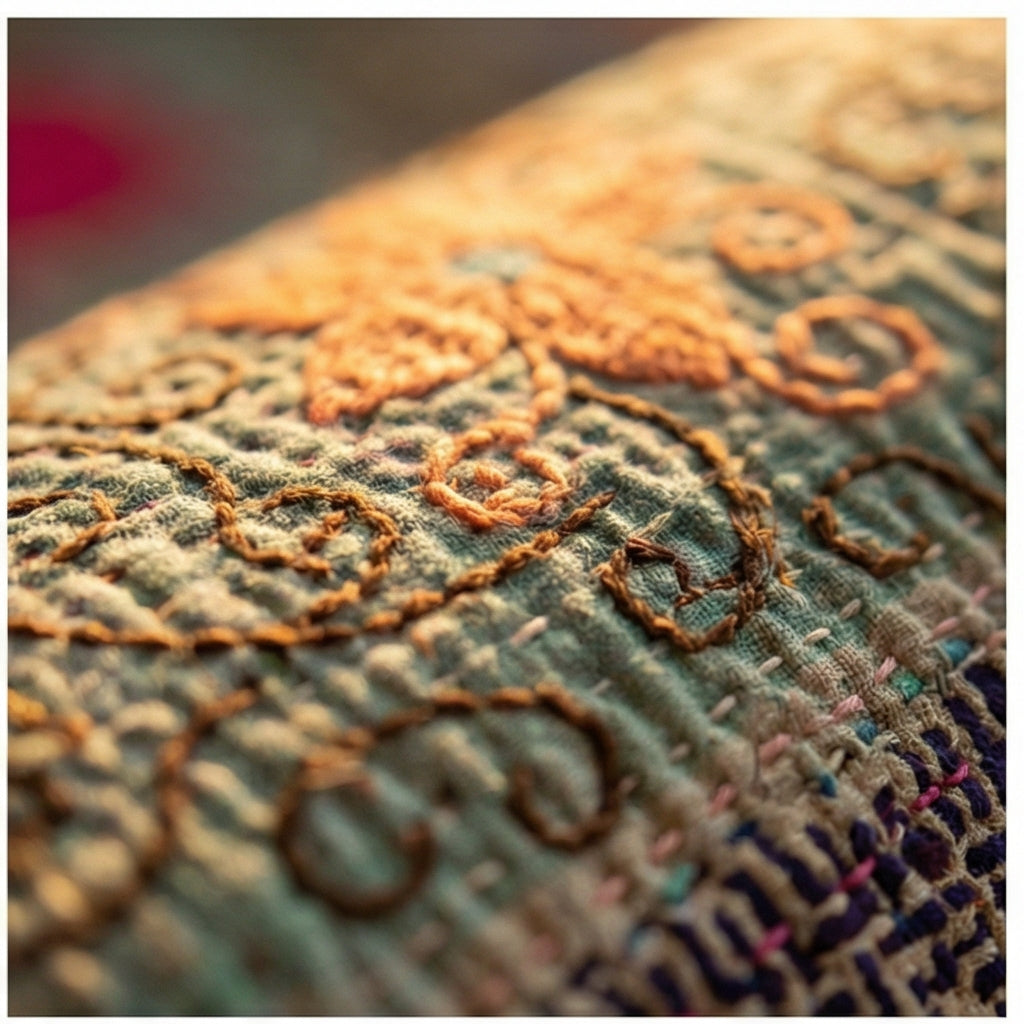 Eternal Bloom Luxury Vintage Suzani Kantha Throw