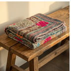 Eternal Bloom Luxury Vintage Suzani Kantha Throw