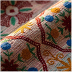 Blooming Cherry Luxury Vintage Suzani Kantha Throw Blanket