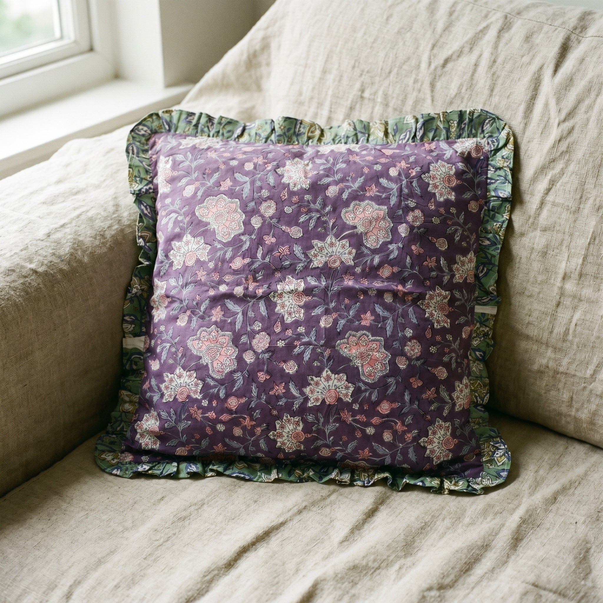 Azure Lotus Cushion Cover