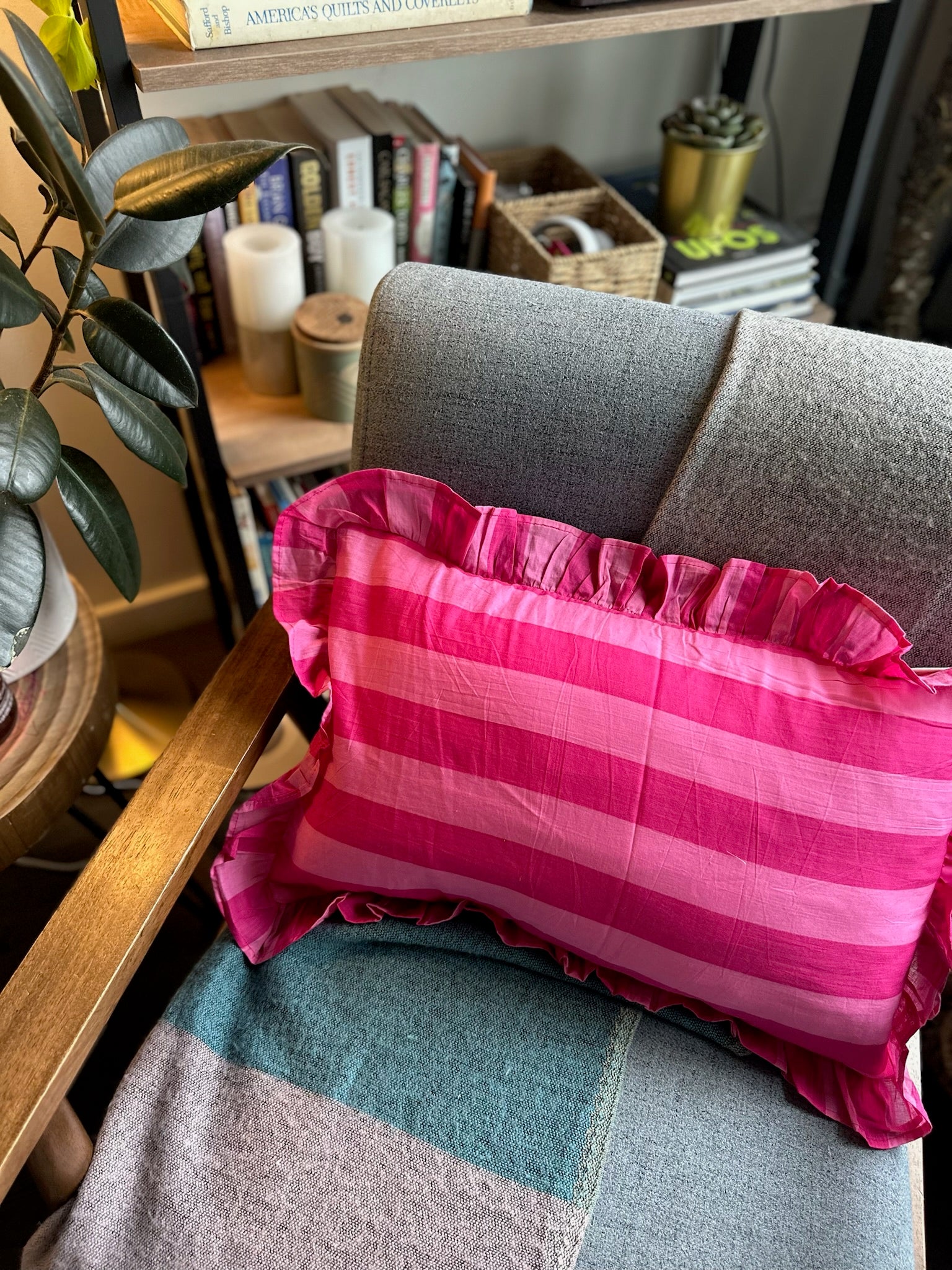 Rosewood Stripes Cushion Cover