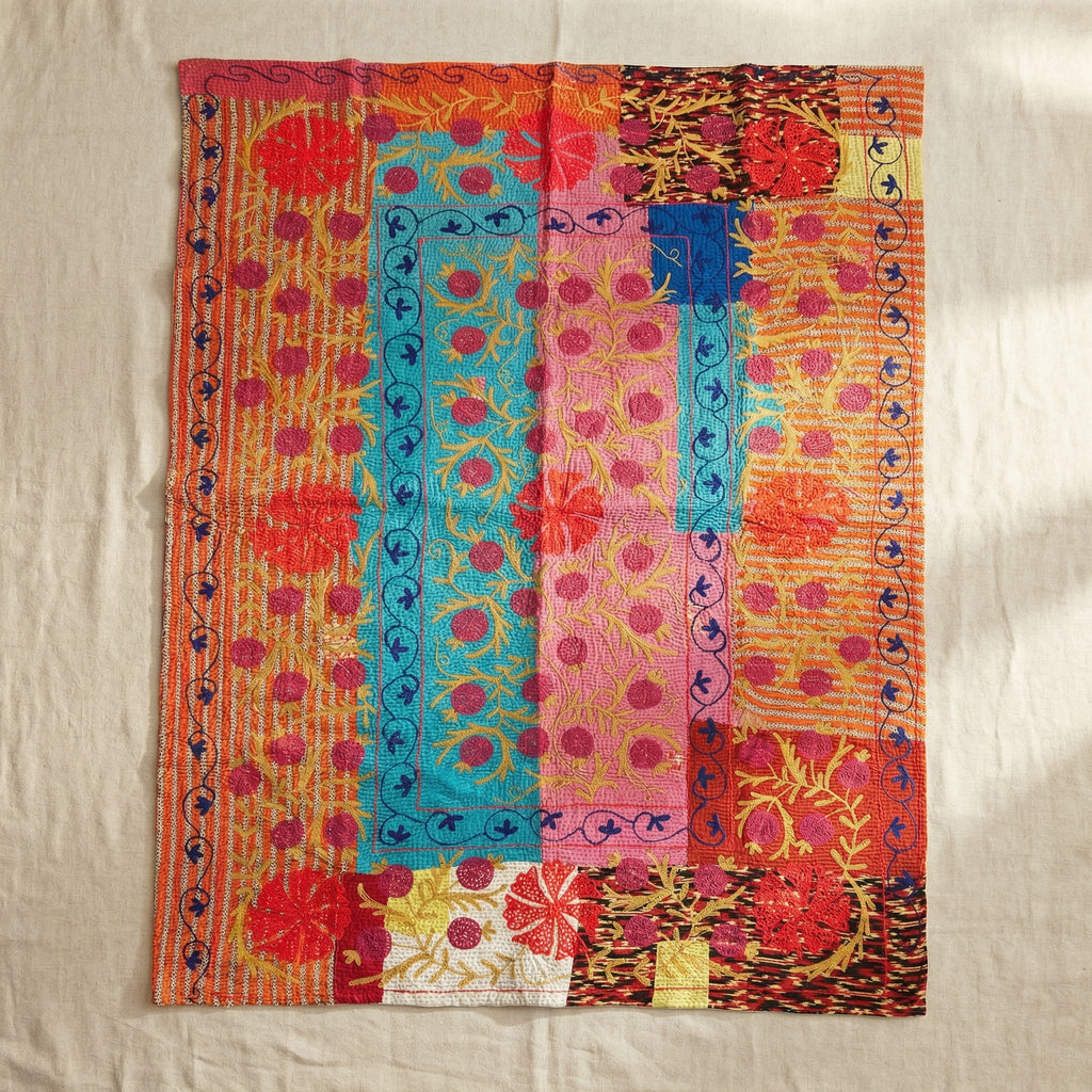 Ancient Echo Luxury Vintage Suzani Kantha Throw
