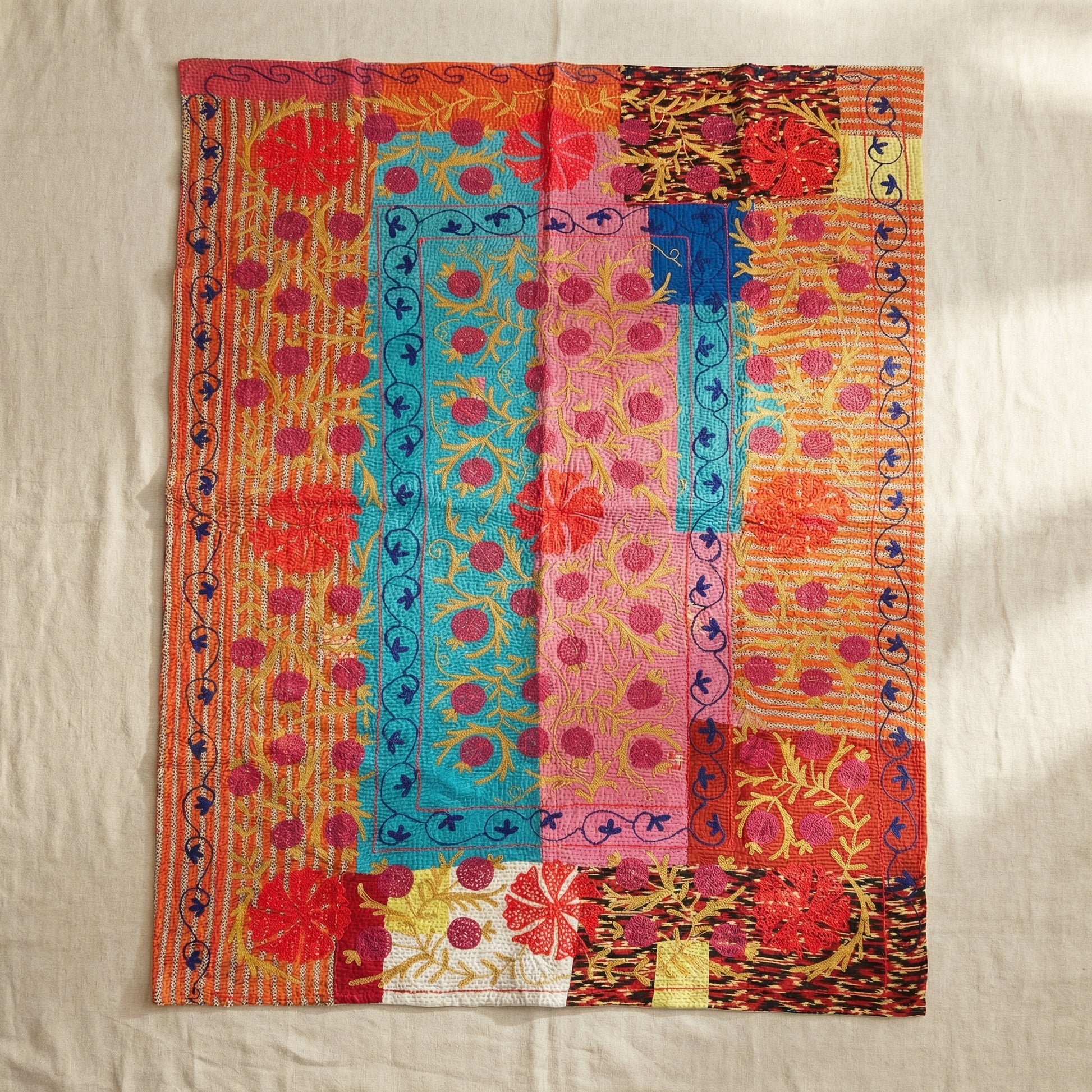 Ancient Echo Luxury Vintage Suzani Kantha Throw