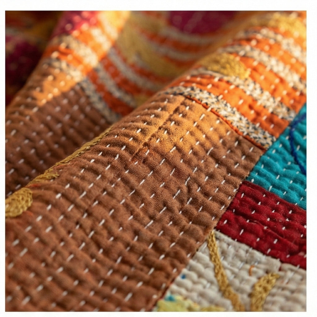 Ancient Echo Luxury Vintage Suzani Kantha Throw