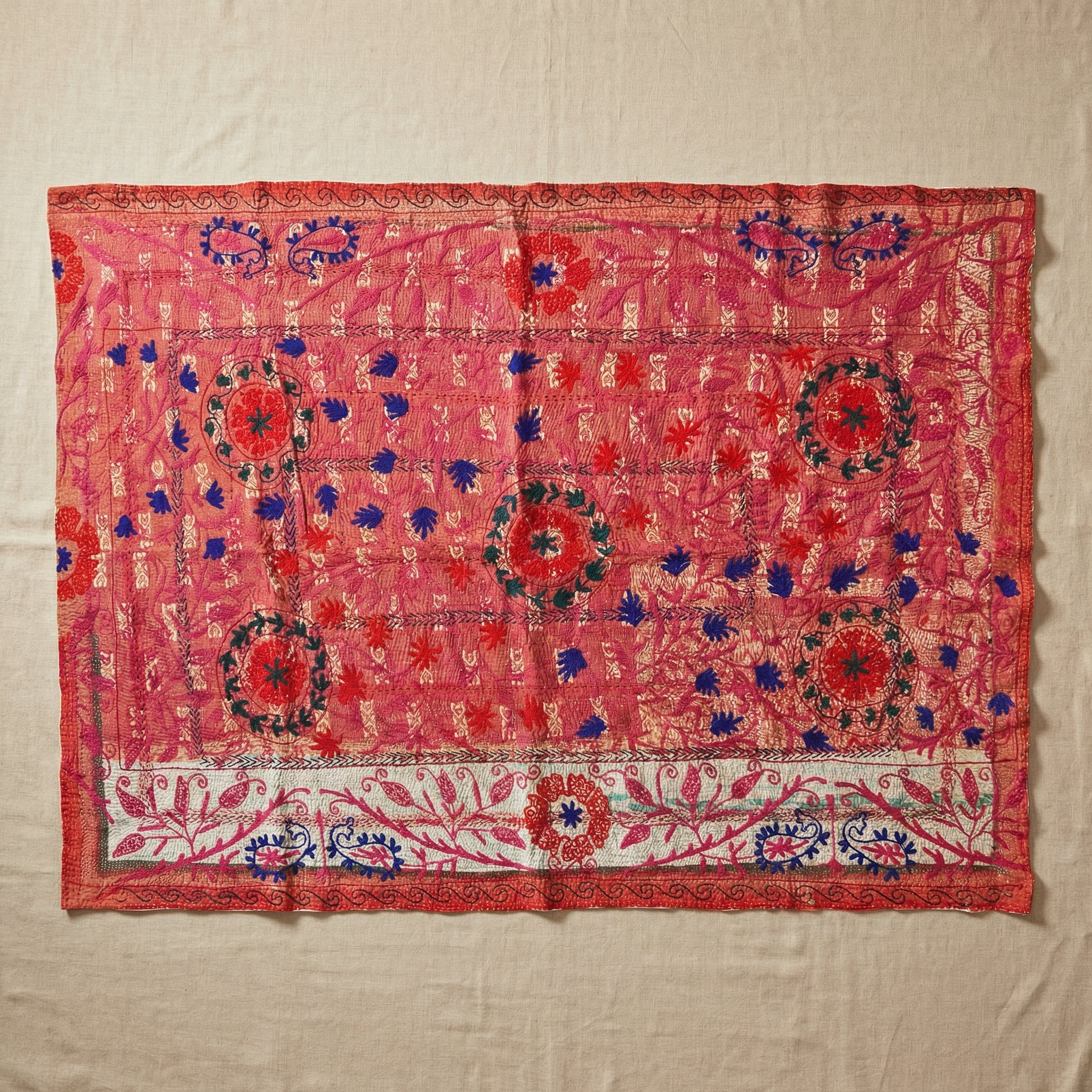 Sacred Garden Luxury Vintage Suzani Kantha Throw