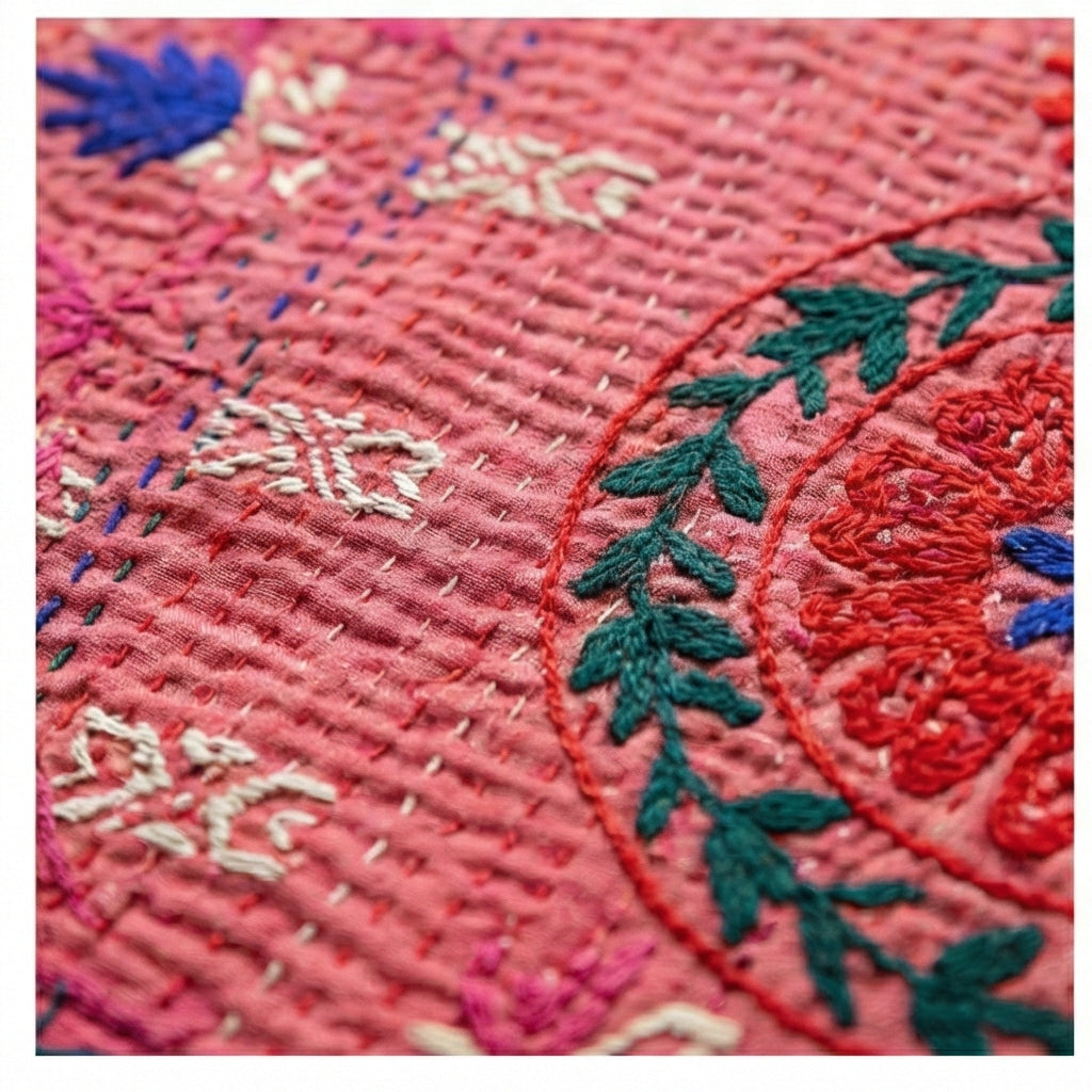 Sacred Garden Luxury Vintage Suzani Kantha Throw