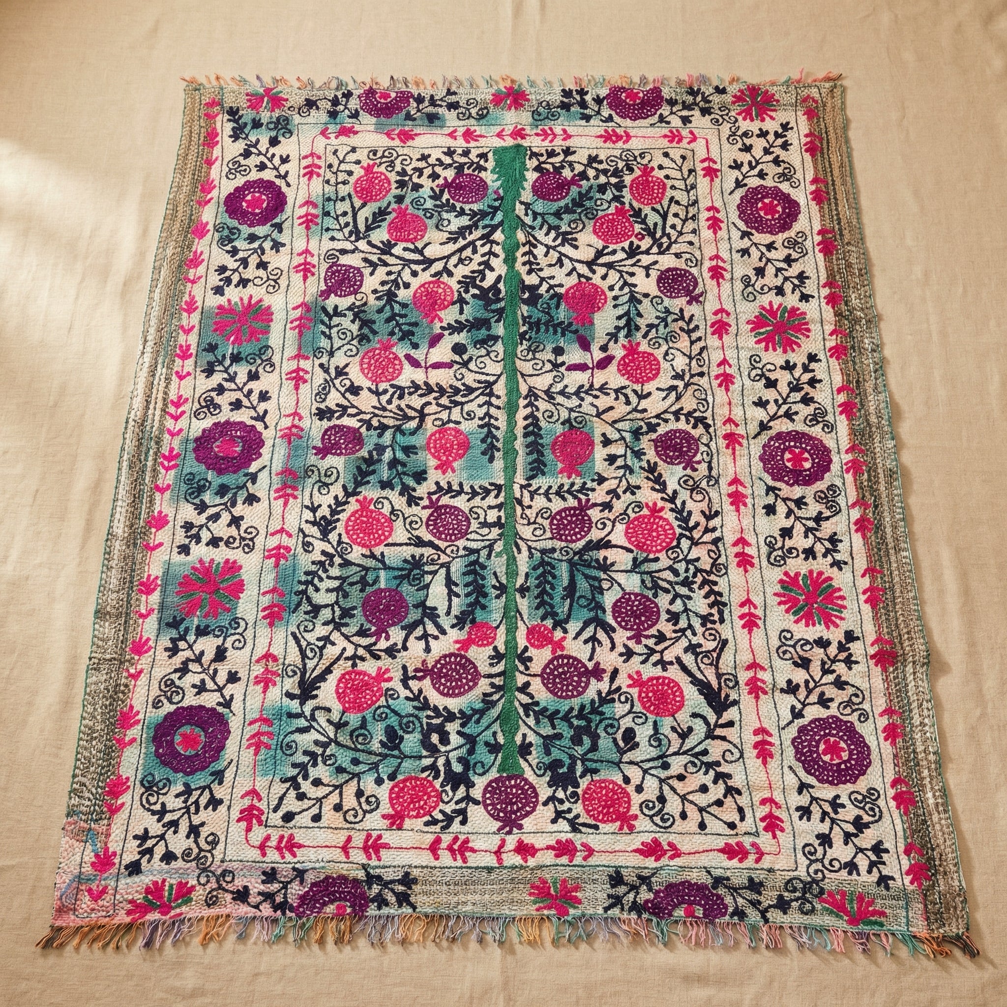 Hidden Oasis Luxury Vintage Suzani Kantha Throw