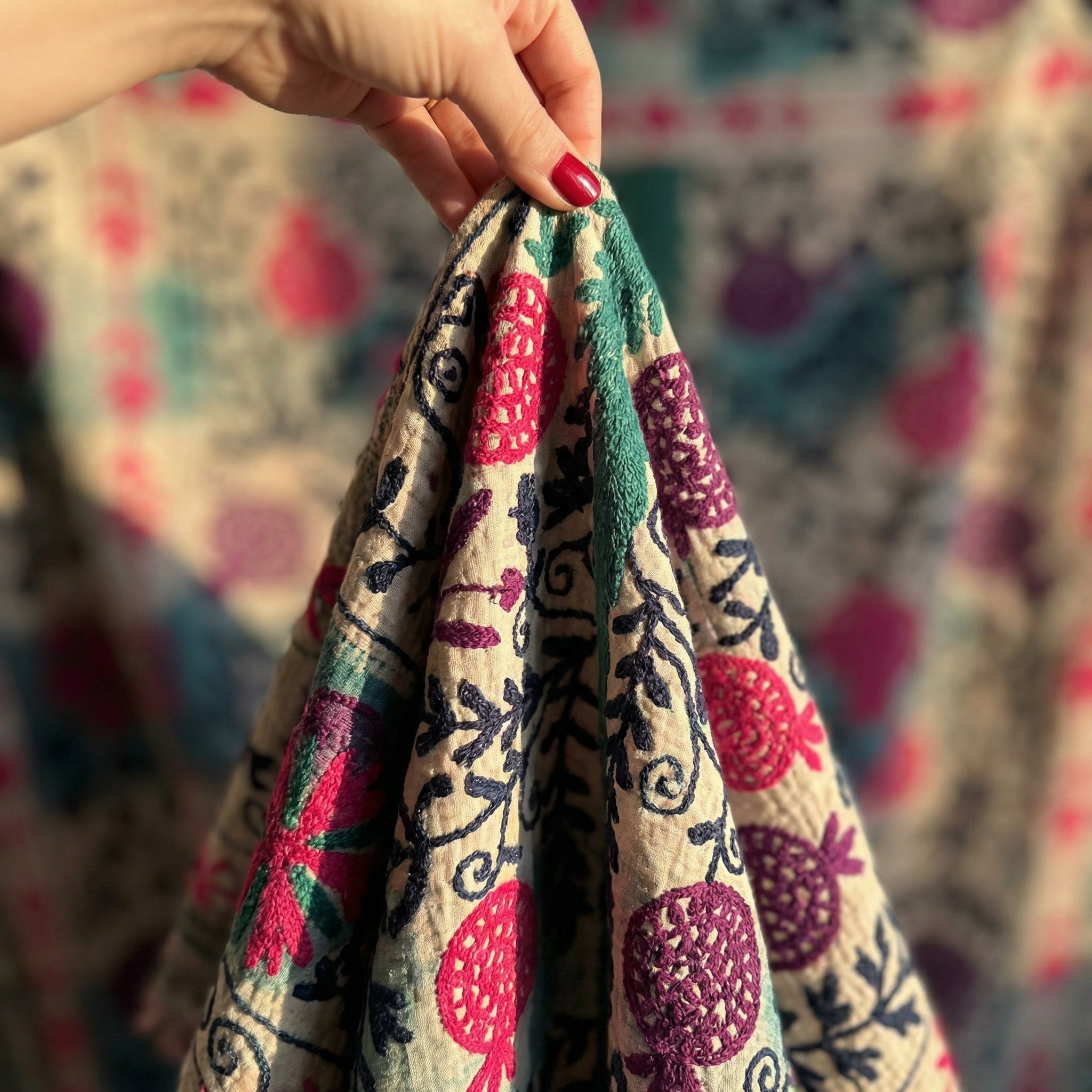 Hidden Oasis Luxury Vintage Suzani Kantha Throw
