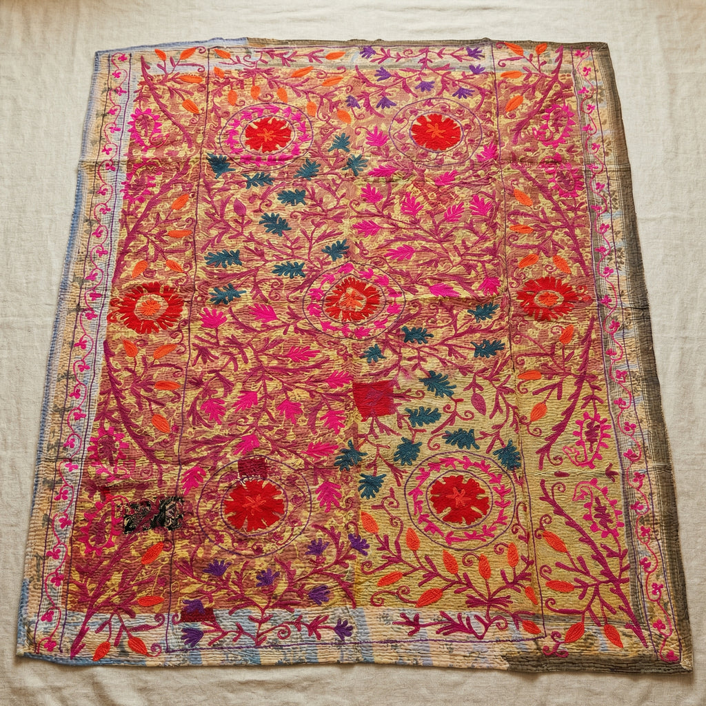 Celestial Haven Luxury Vintage Suzani Kantha Throw