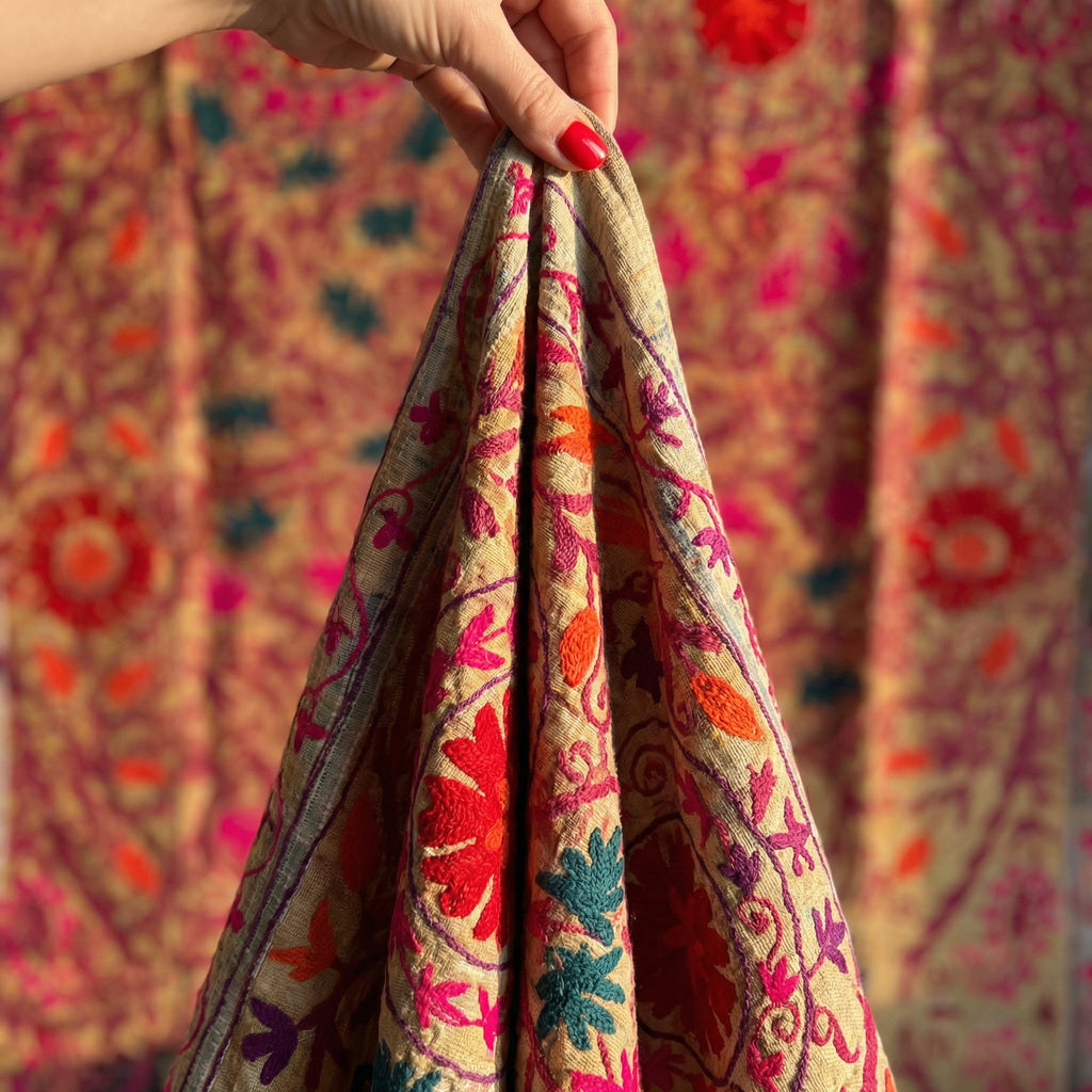 Celestial Haven Luxury Vintage Suzani Kantha Throw