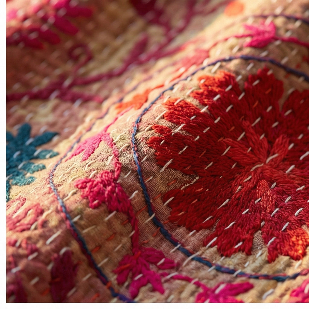 Celestial Haven Luxury Vintage Suzani Kantha Throw