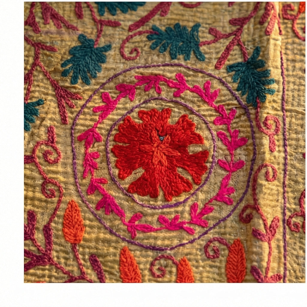 Celestial Haven Luxury Vintage Suzani Kantha Throw
