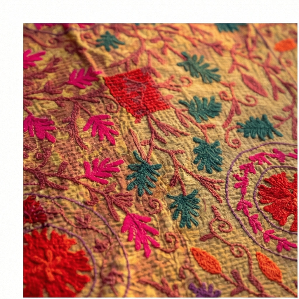 Celestial Haven Luxury Vintage Suzani Kantha Throw