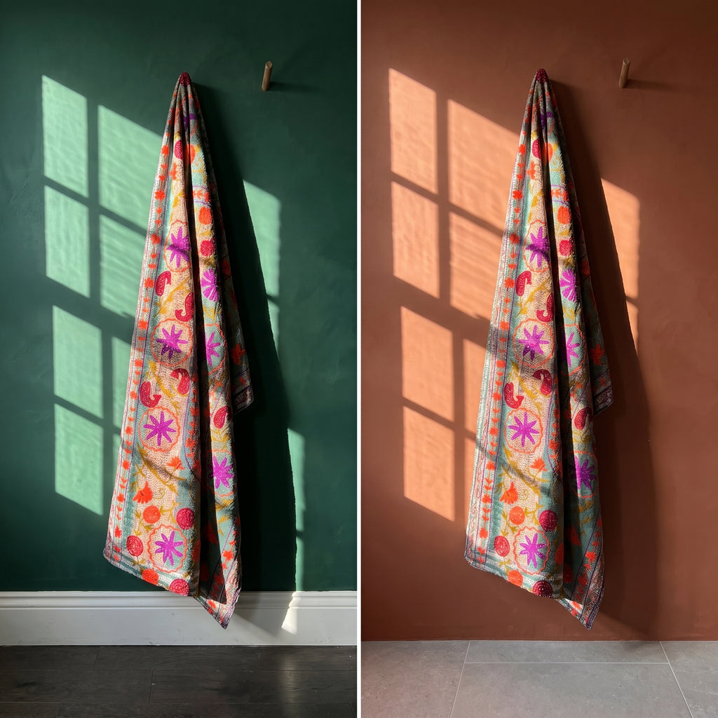 Terracotta Hearth Luxury Vintage Suzani Kantha Throw