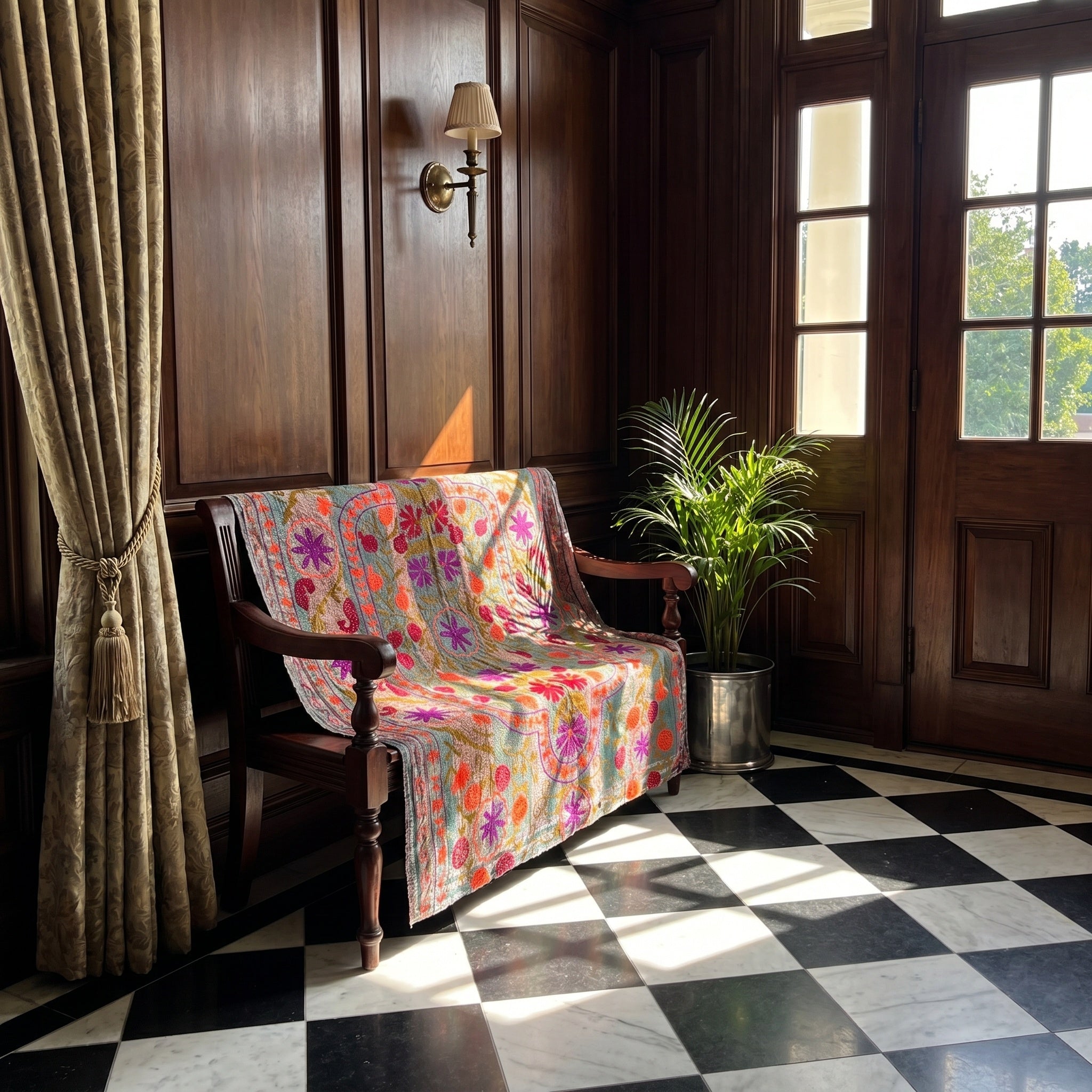 Terracotta Hearth Luxury Vintage Suzani Kantha Throw