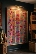 Terracotta Hearth Luxury Vintage Suzani Kantha Throw - framed