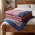 Indigo Ajrakh Kantha Queen Size Bed-spread (Reversible)