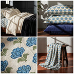 Indigo Bloom Hand Block Printed KING Bedsheet