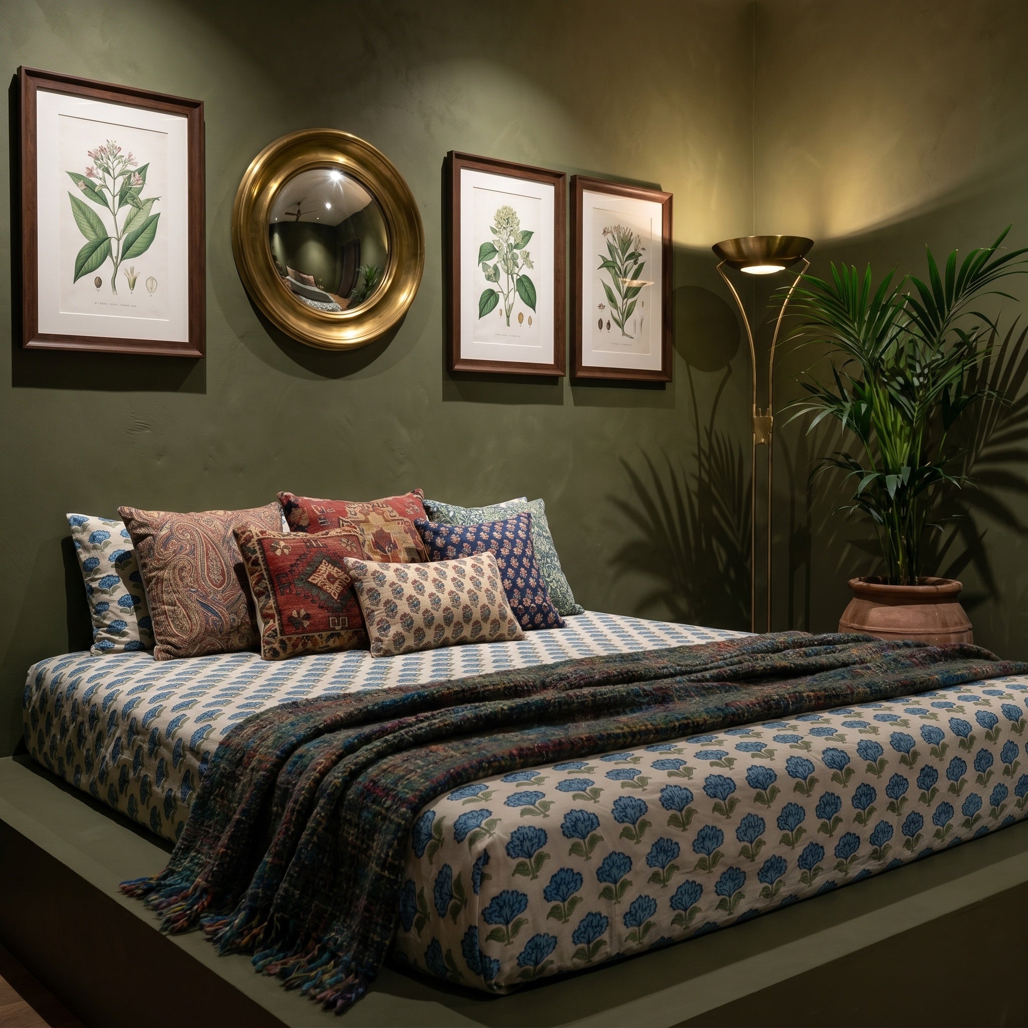 Indigo Bloom Hand Block Printed KING Bedsheet